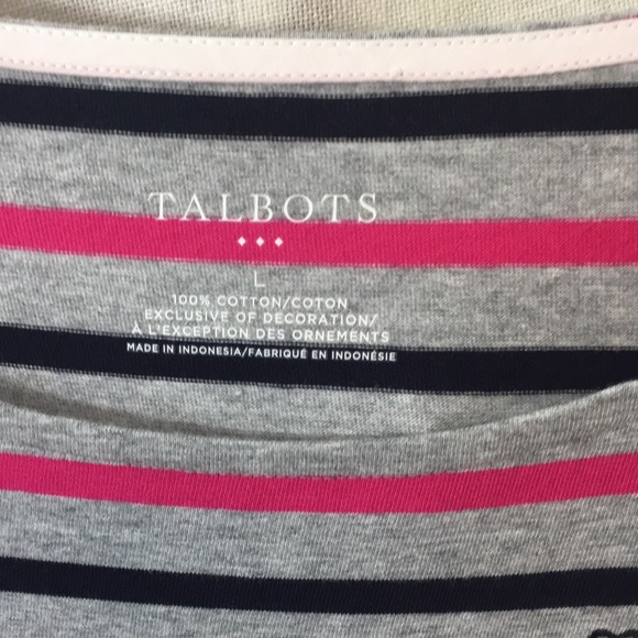 Talbots Embroidered French Tres Chic Striped Boatneck Shirt - Picture 4 of 7